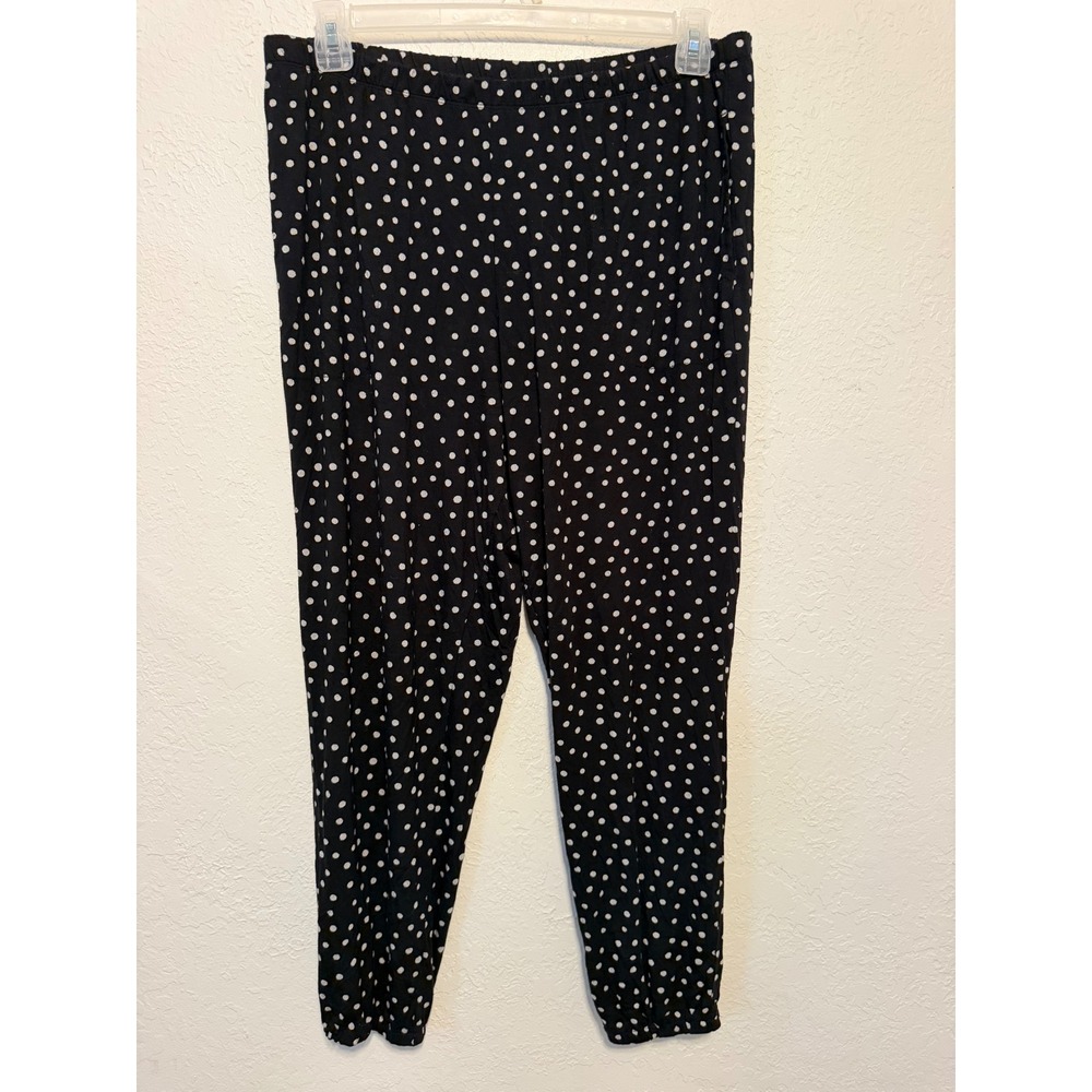 Soma x Chicos Black Polka Dot Jogger Lounge Pants Large Elastic Waist Pockets
